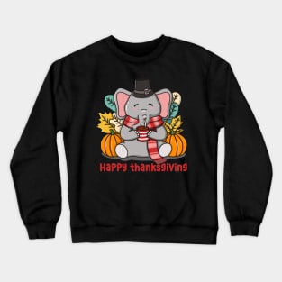 Cute Elephant Happy Thanksgiving Crewneck Sweatshirt